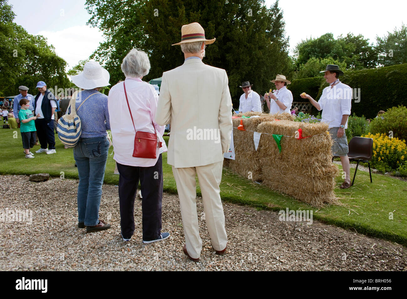 Retired pensioners at the annual summer Charminster Fete, in the Dorset