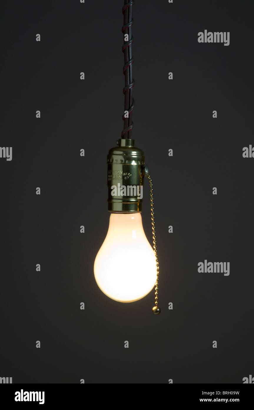 Hanging light bulb Stock Photo