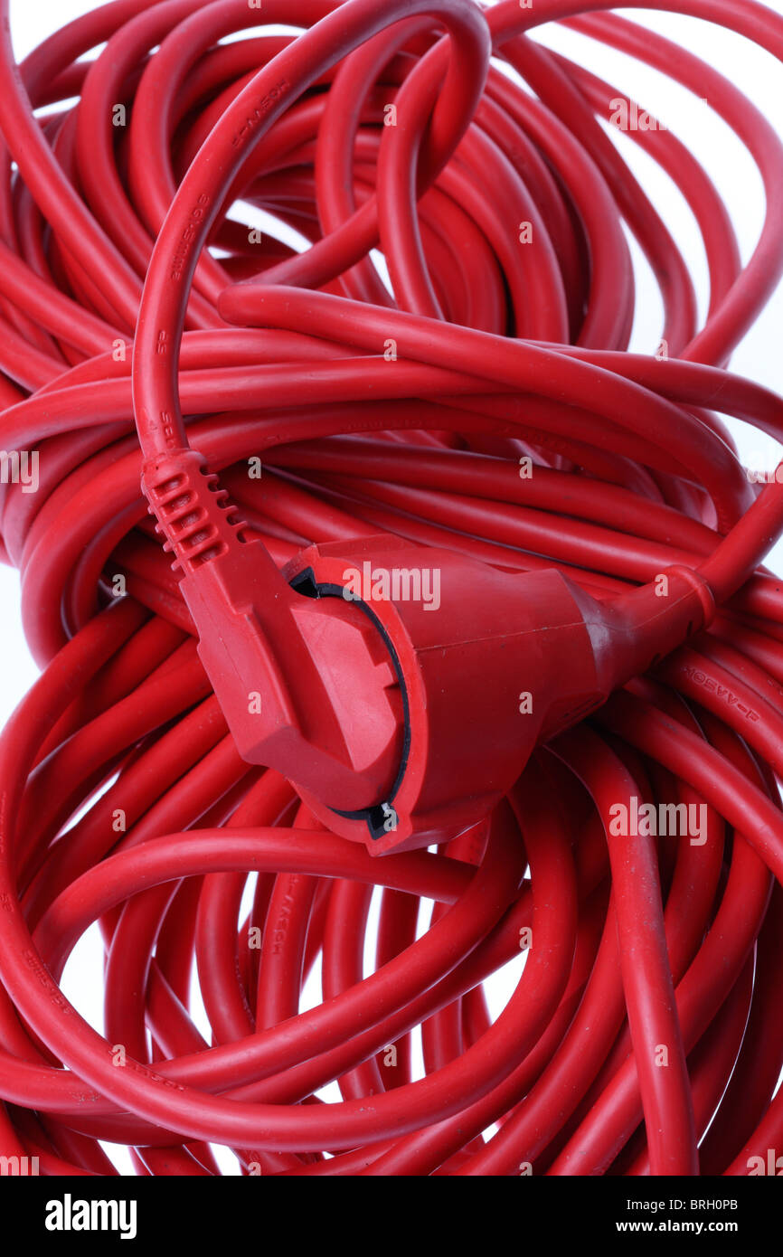 Power plug and socket, electrical cable, extension cable Stock Photo