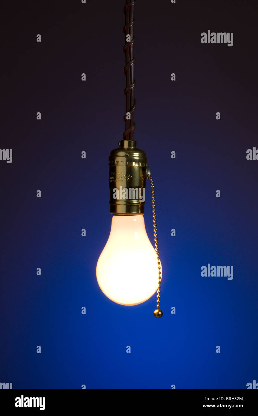 Hanging light bulb Stock Photo
