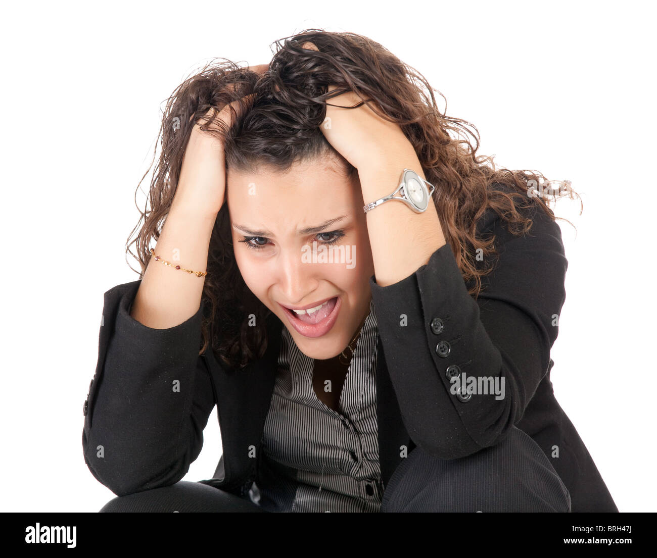 portrait of young business woman having big problems Stock Photo - Alamy