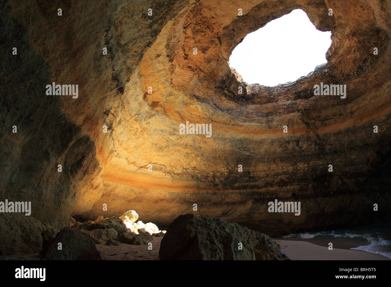 Rock cave near Benagil, Algarve, Coast of Portugal Stock Photo