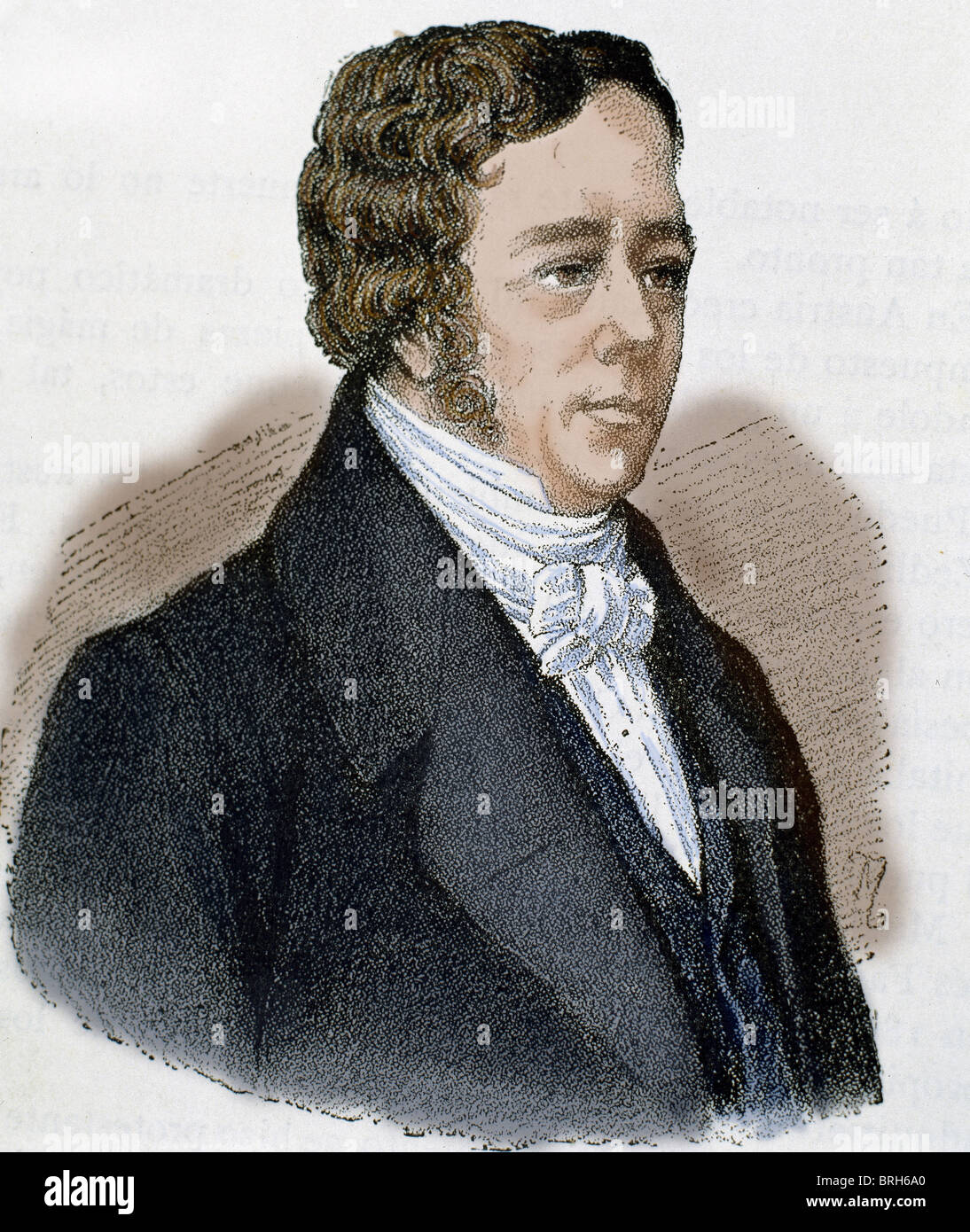 Oersted, Hans Christian (1777-1851). Danish physicist. Colored engraving. Stock Photo