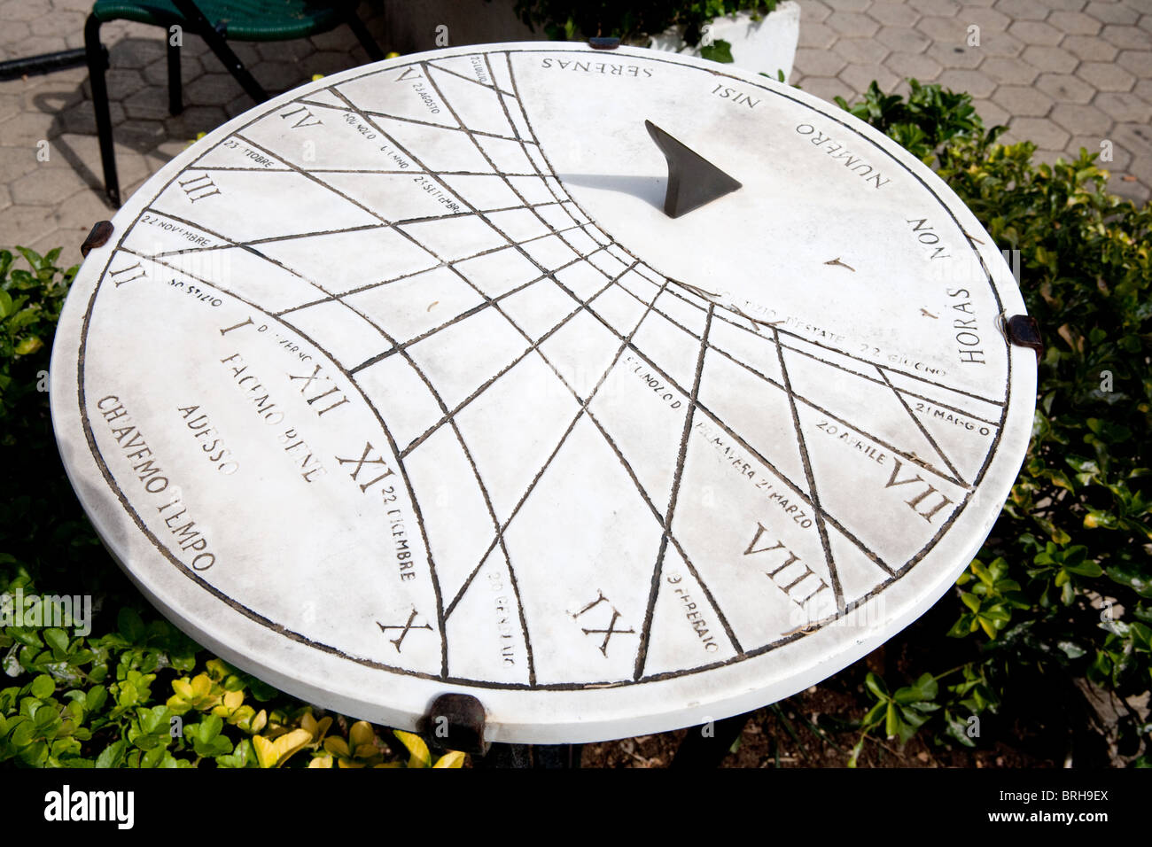 old time dial sundial sun measure Latin Italy Stock Photo