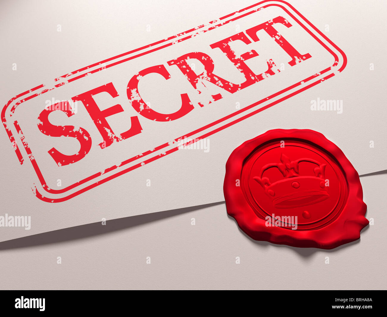 Illustration of a secret document with a wax seal Stock Photo