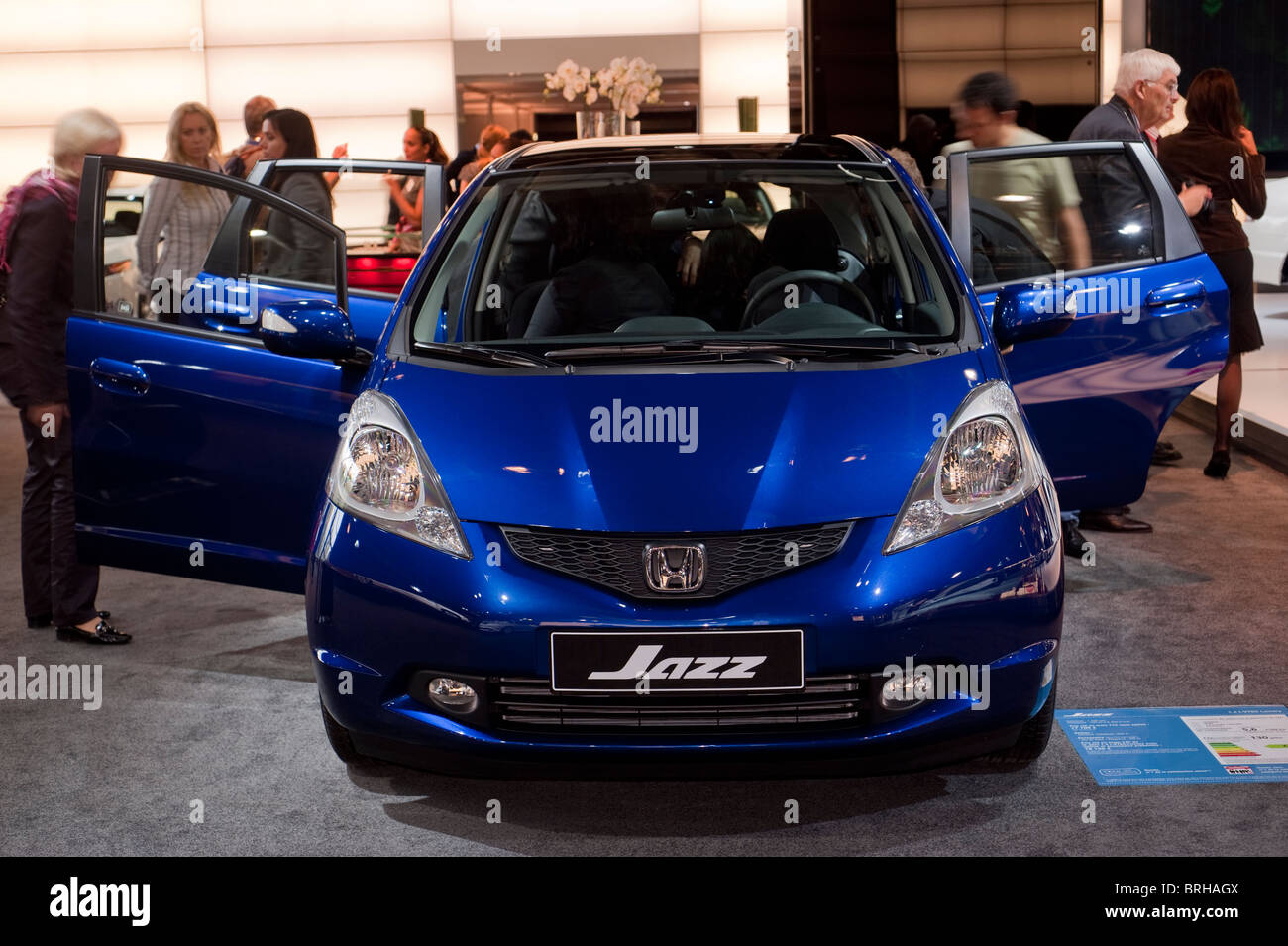 Pa-ris, France, Display, Front, Car Show, Electric Cars for sale, 'Honda jazz', Front Stock Photo