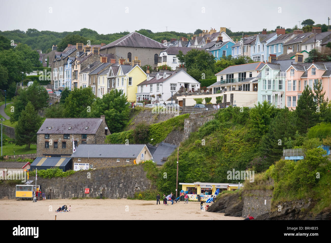 Houses on hillside overlooking the Welsh seaside holiday resort of New