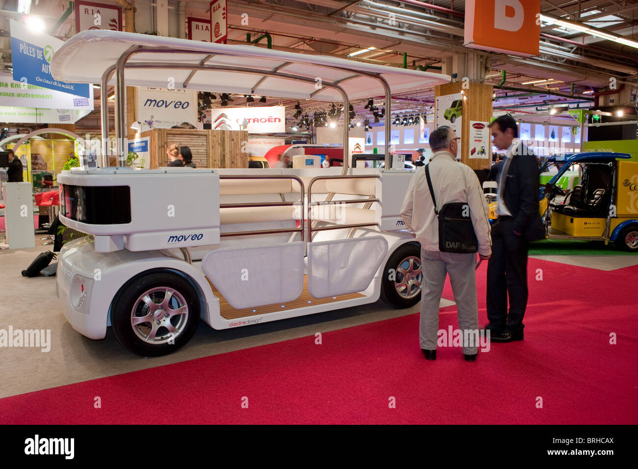 Paris, France, Paris Car Show , Electric Cars, 'Le Cybergo', Moveo, Automatic Drive People Mover, Green tech, on display at Trade Show Stock Photo