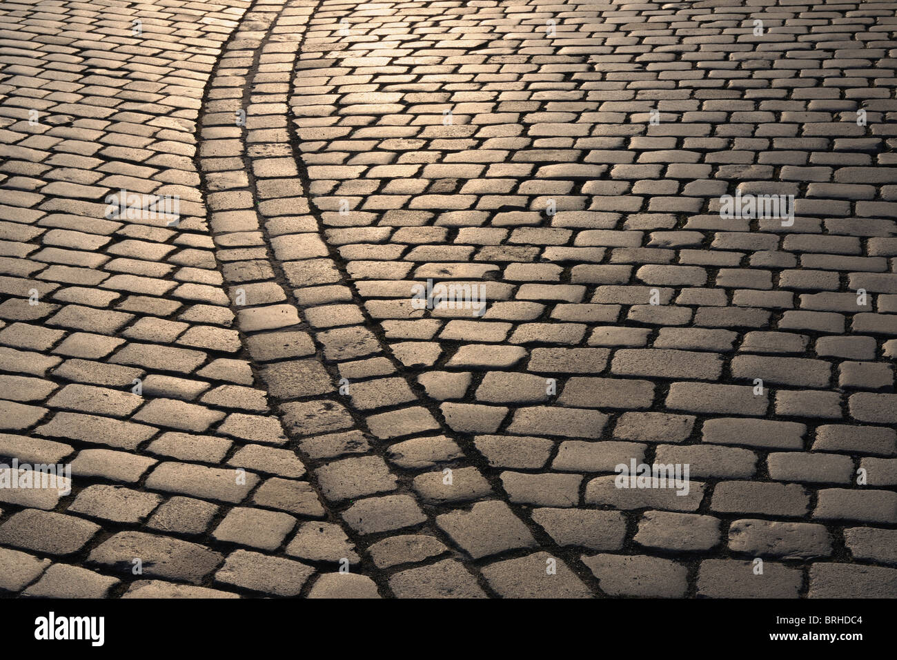 Cobbled Street in the evening, Dresden, Saxony, Germany Stock Photo
