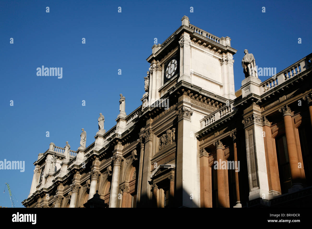 Statues of famous classical figures on the back of the Royal Academy