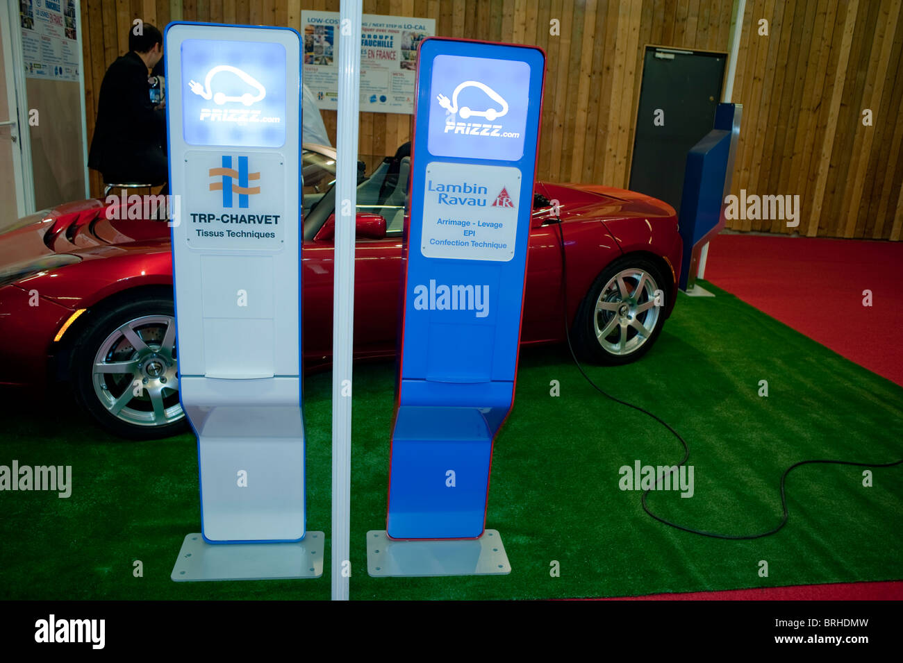 Paris, France, Paris Car Show, Electric Car Chargers, French Stock