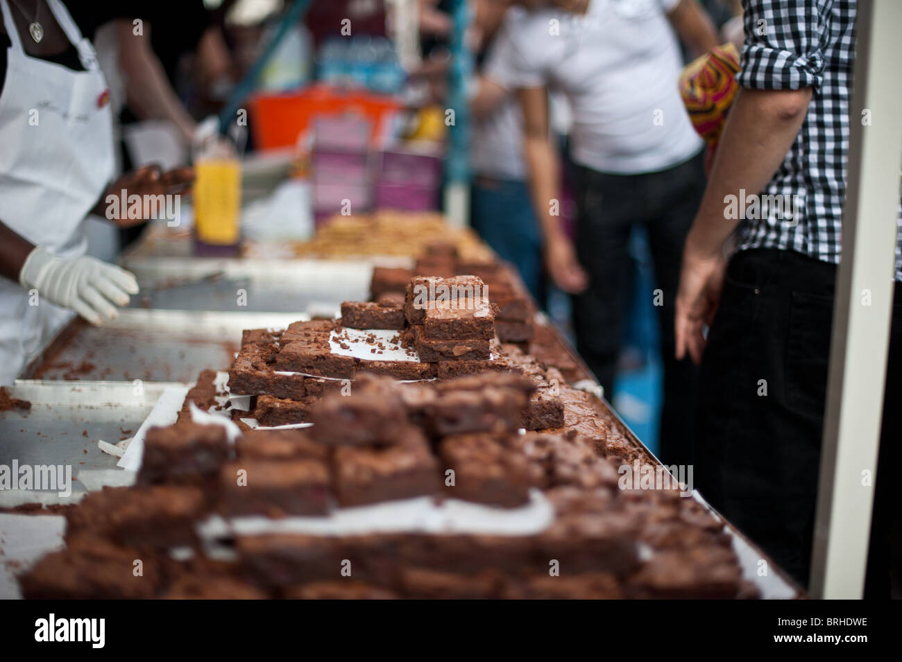 Chocolate Brownies for sale at the Thames Festival Stock Photo Alamy