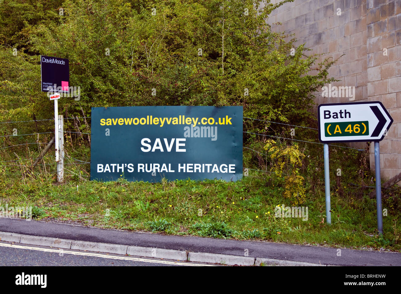 Sign advertising protest group Savewoolleyvalley near Swainswick Bath Stock Photo