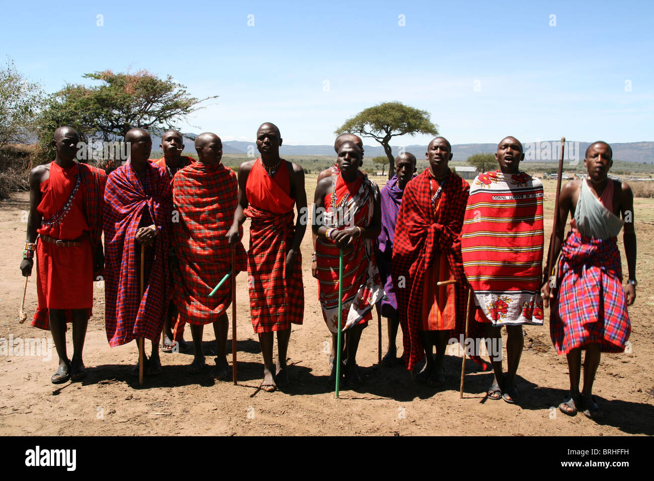 The men of the Maasai tribe in Kenia. Stock Photo
