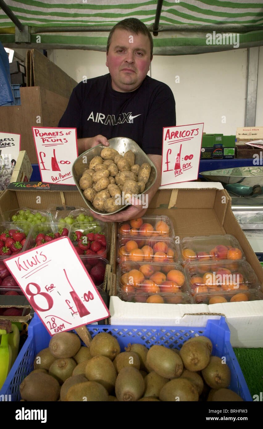 Market stall selling fruit and veg UK Stock Photo Alamy