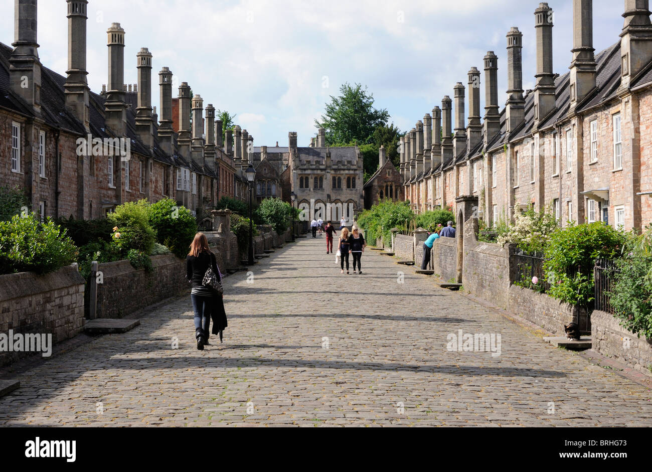 Vicars Close, Wells, from the south end Stock Photo