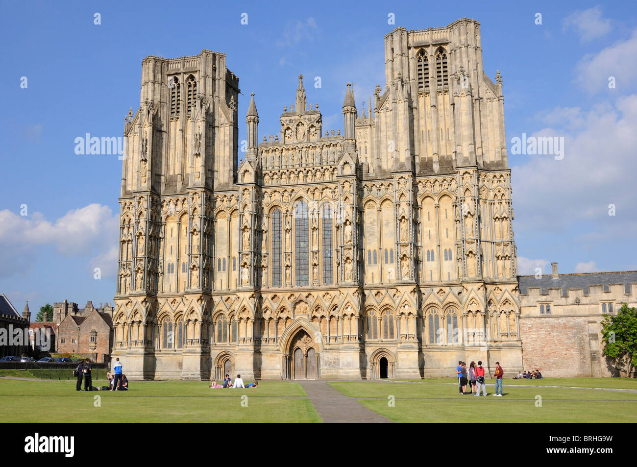 Wells Cathedral from the Green Stock Photo