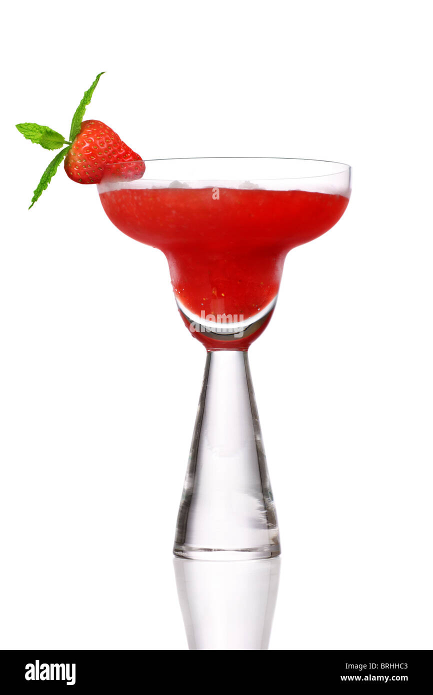 Strawberry daiquiri made with white rum,brandy,lime juice, fresh