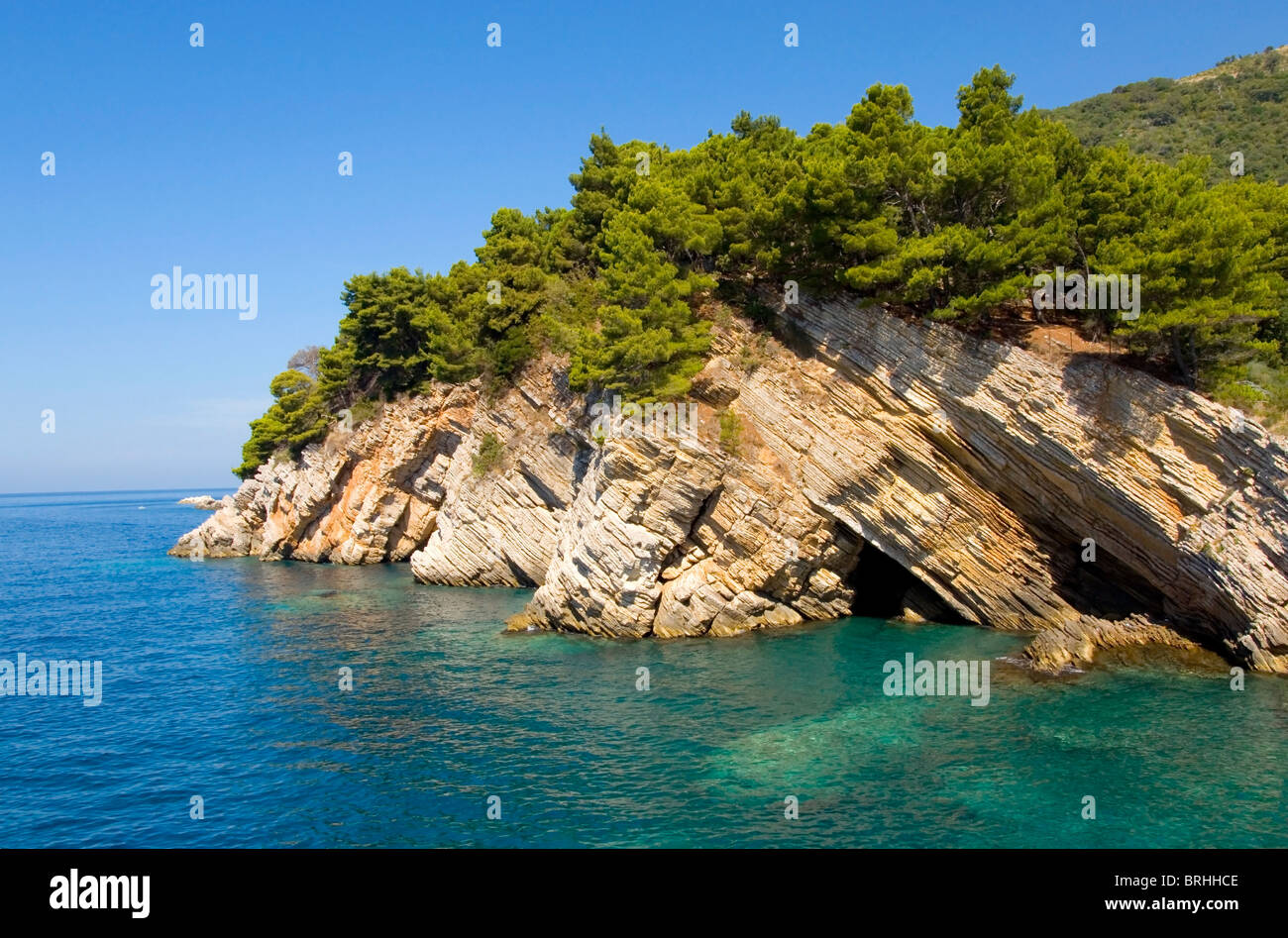 Rock costline of Adriatic sea, Landscape of Montenegro Stock Photo