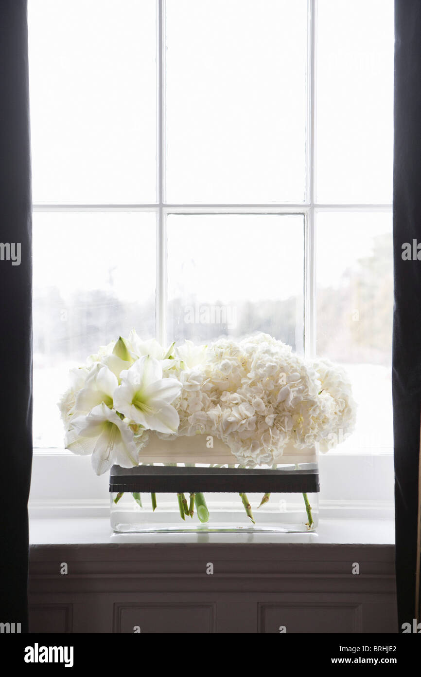 Flowers on Window Sill Stock Photo - Alamy