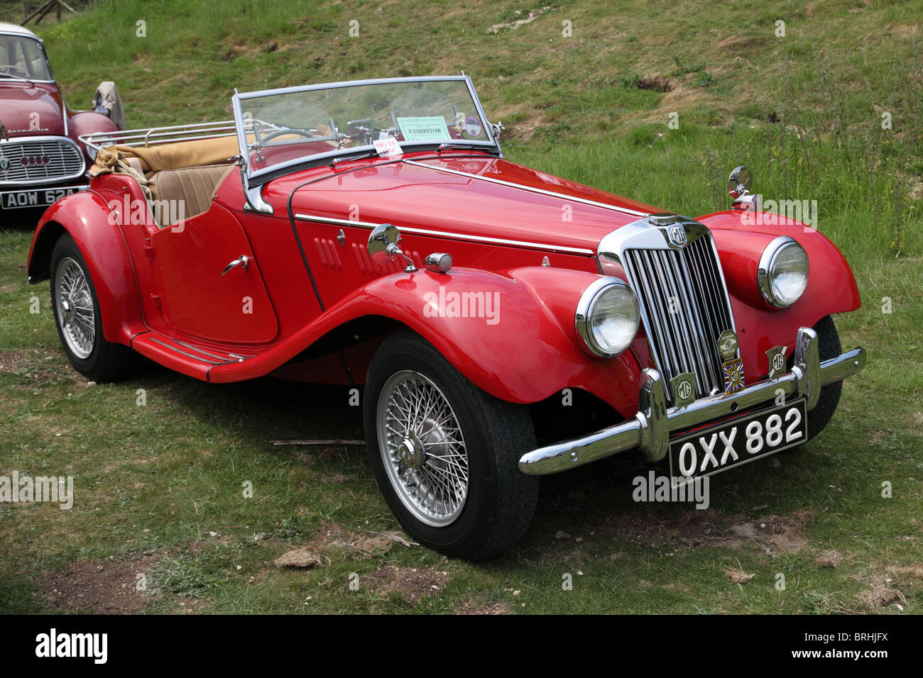 1954 MG TF classic car on display at Queen Elizabeth Country Park show June 2010 Stock Photo