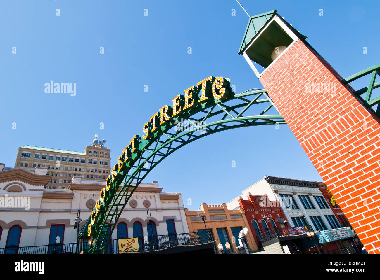 Crockett Street Entertainment District in Beaumont, Texas, USA Stock