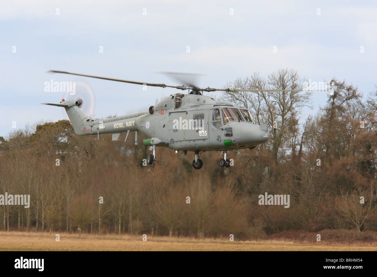 Royal Navy Lynx helicopter on Salisbury Plain Stock Photo