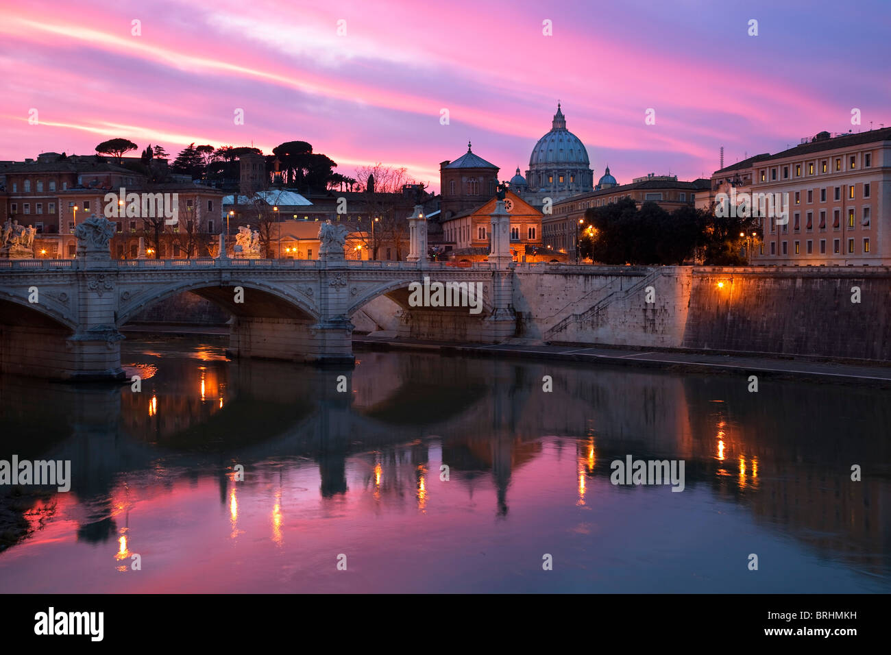 Rome, Vitorrio Emanuele II Bridge and Vatican City Stock Photo