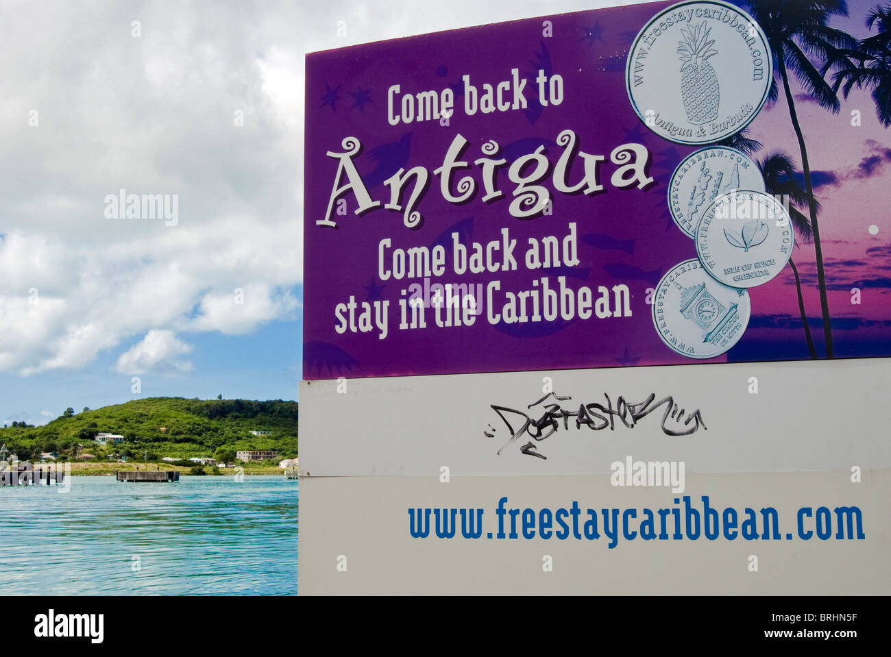 Advertising sign, Antigua, West Indies, Caribbean, Central America