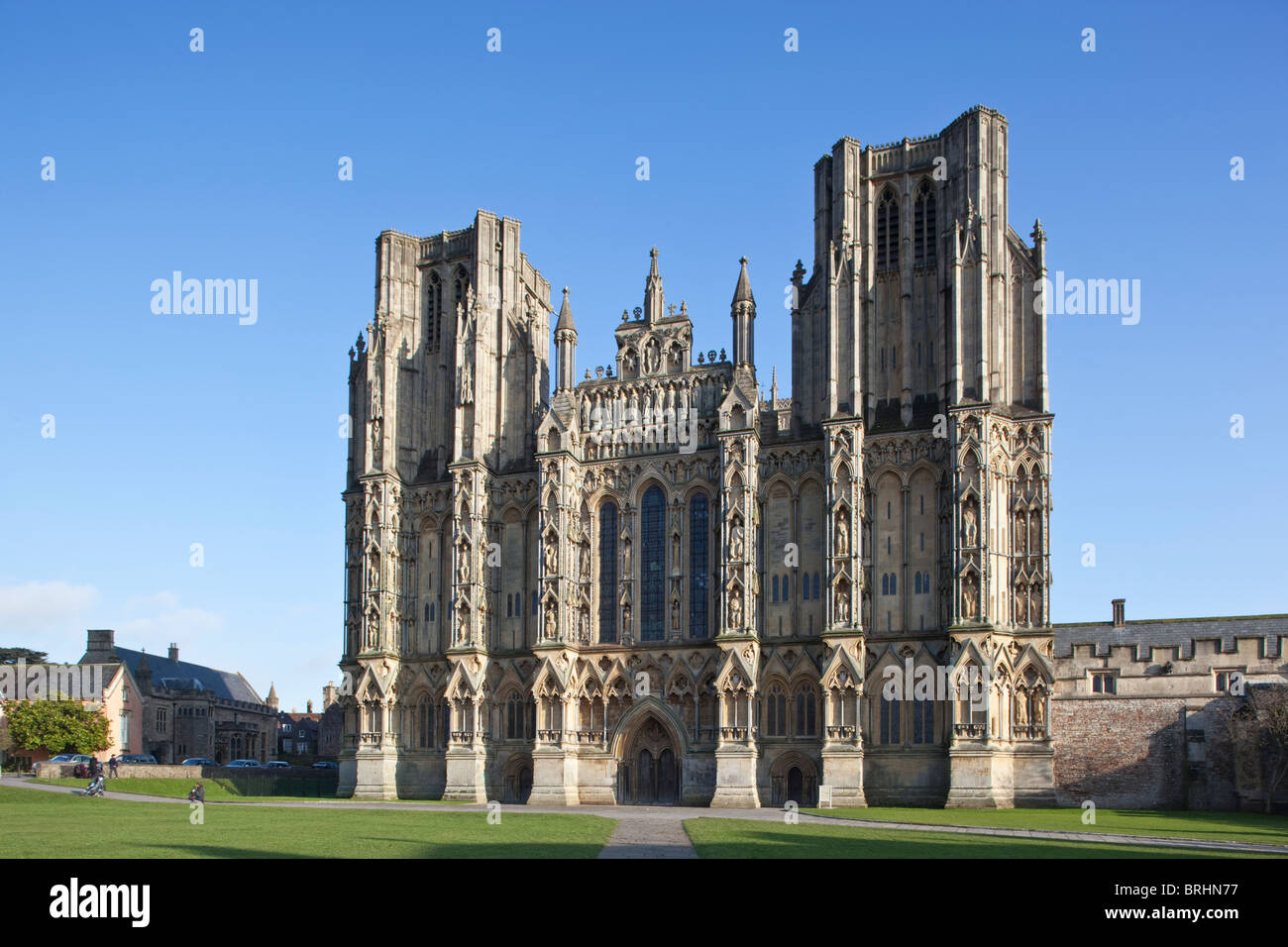 Entrance to Wells Cathedral, Wells, Somerset Stock Photo