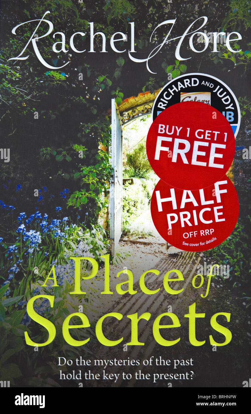 Book cover A PLACE OF SECRETS by Rachel Hore published 2010 by Simon and Schuster sold as buy one get on free at WH Smith Stock Photo