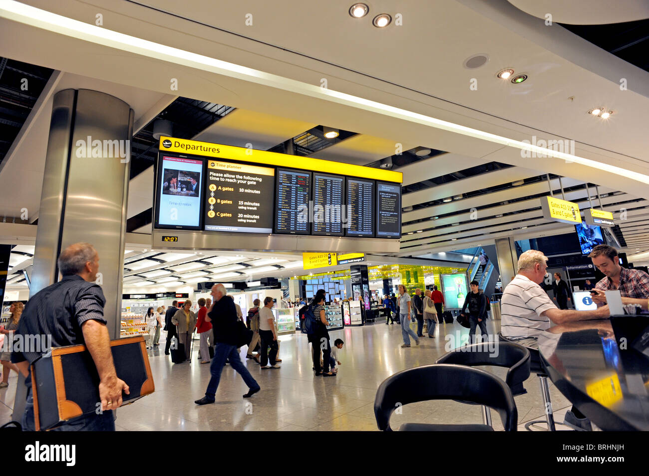 The departures hall in Heathrow terminal 5 Stock Photo