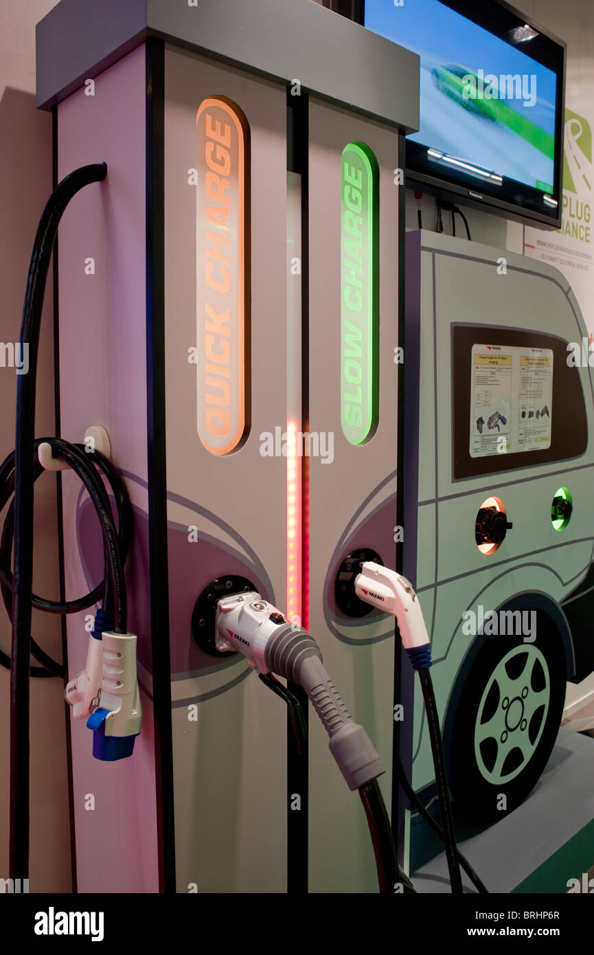 Paris, France, Paris Car Show, Electric Car Chargers, "Yazaki", "Made