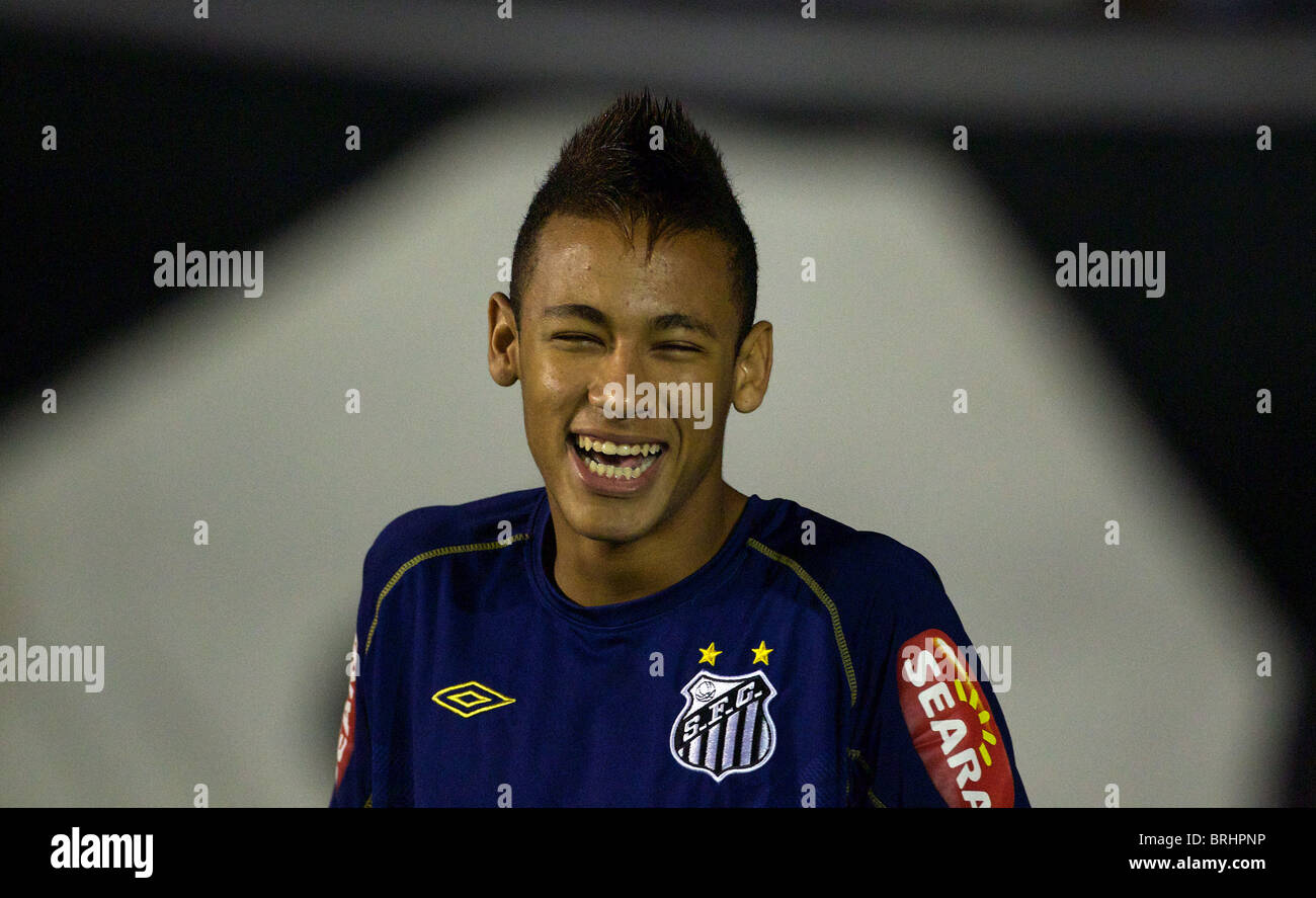 Young Brazilian footballer and rising star Neymar in action for Santos