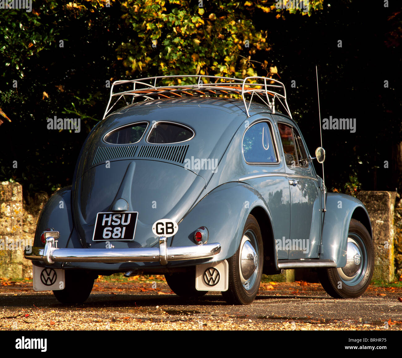 1953 Volkswagen Beetle With Period Luggage Rack And Split Rear Screen Stock Photo Alamy