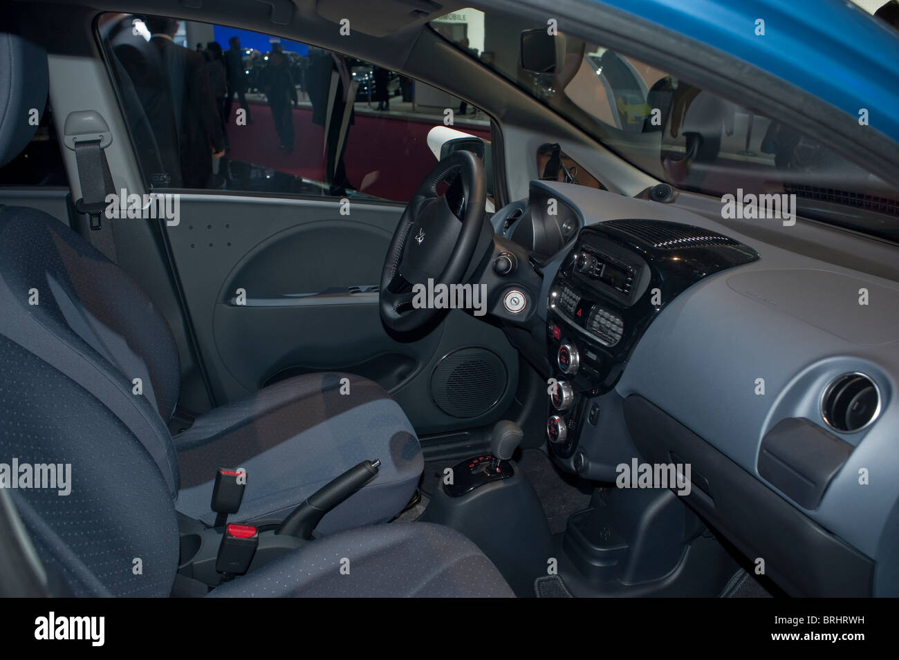 Paris, France, Paris Car Show, Electric Cars, Peugeot, Ion, detail inside Dashboard Stock Photo
