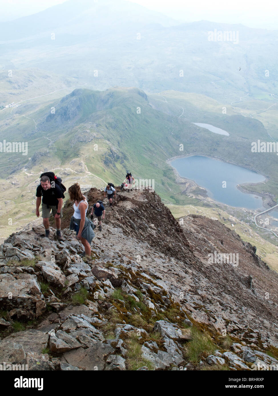 Crib Goch, Ridge, Snowdon mountain range,  Snowdonia, North Wales Stock Photo