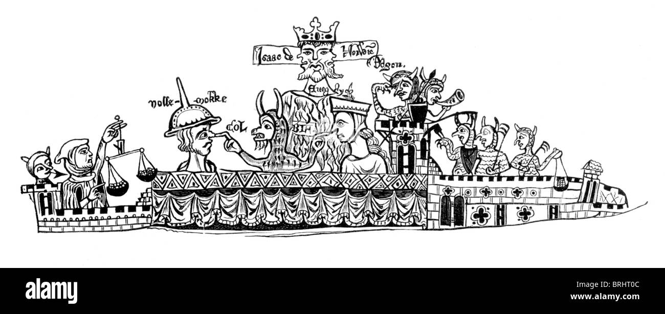 Black and White Illustration; Satire on the Jews of Norwich; from the Jews Roll 17 Hen III Stock Photo