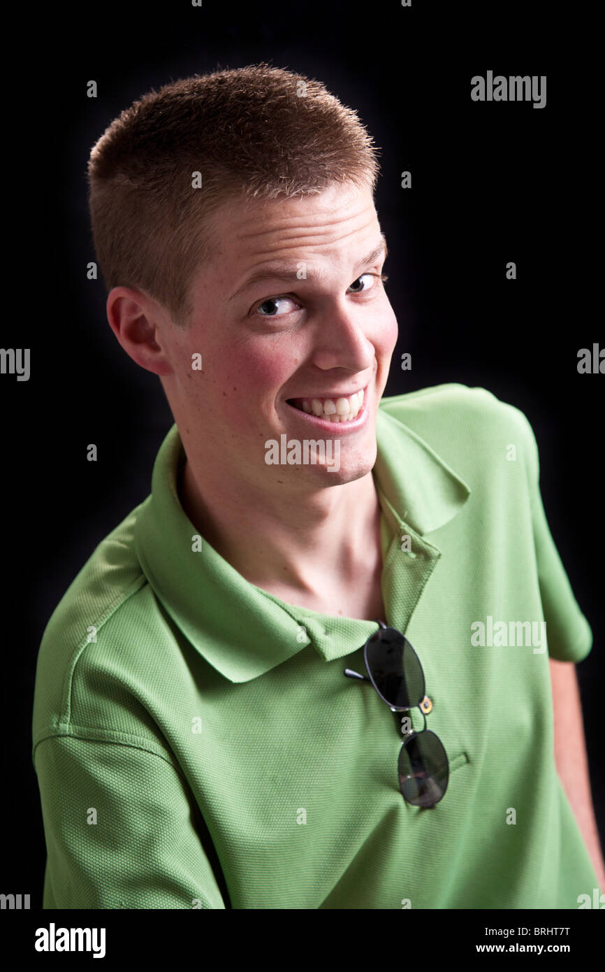 Teen boy making faces for the camera Stock Photo