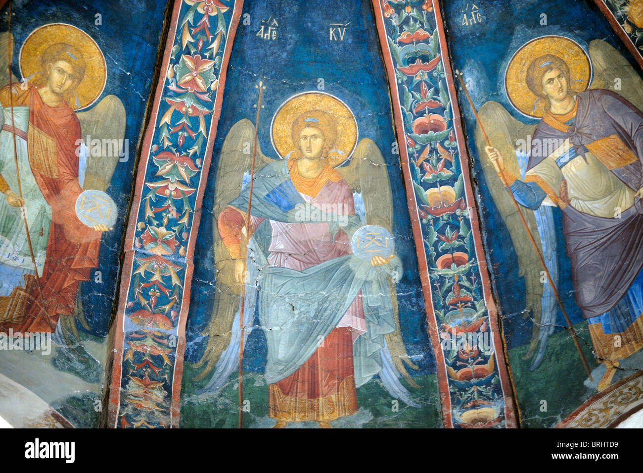 Angels located in the dome of Parekklesion in Chora Museum in Istanbul Stock Photo