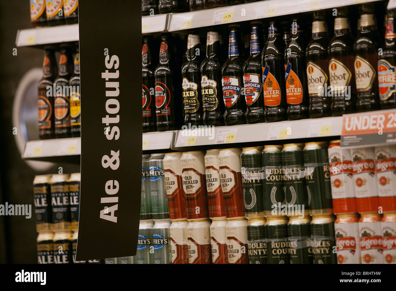 Selection cans bottles beer sale hi-res stock photography and images