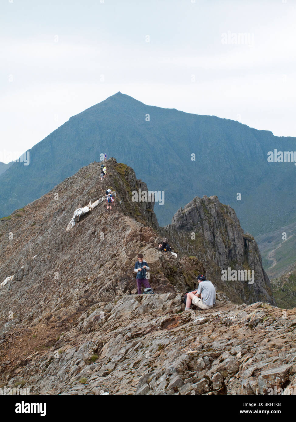 Crib Goch, Ridge, Snowdon mountain range,  Snowdonia, North Wales Stock Photo