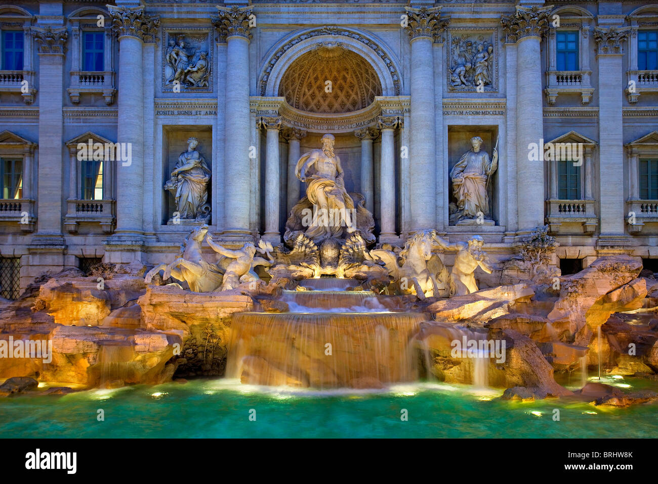 Italy, Rome, Trevi Fountain at Night Stock Photo