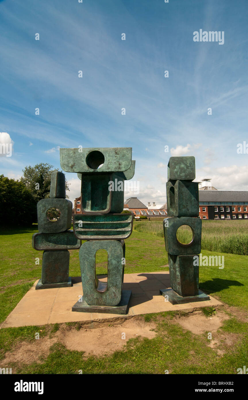 Barbara Hepworth Family of Man bronze sculpture at Snape Maltings