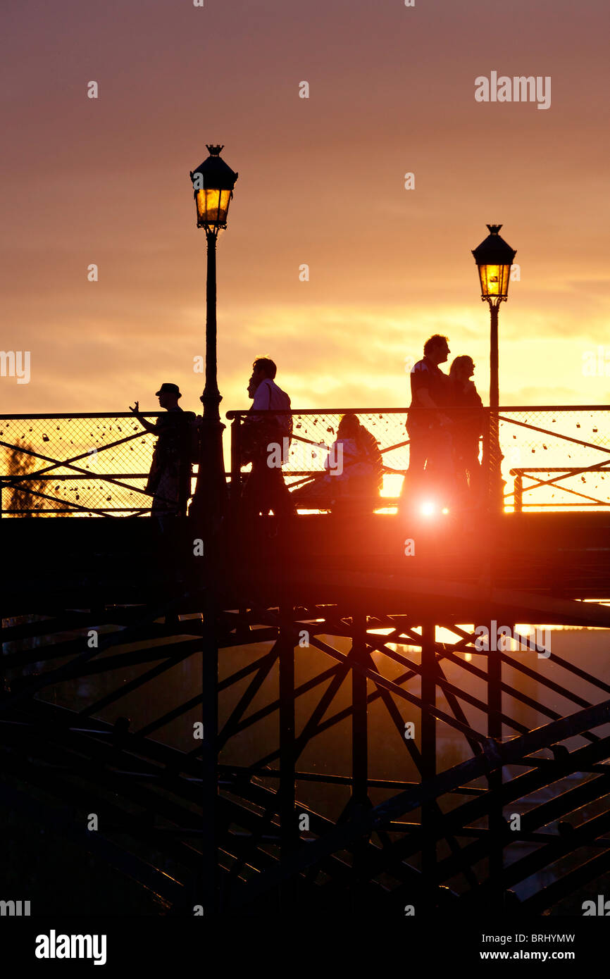 France, paris, Pont des arts at Sunset Stock Photo