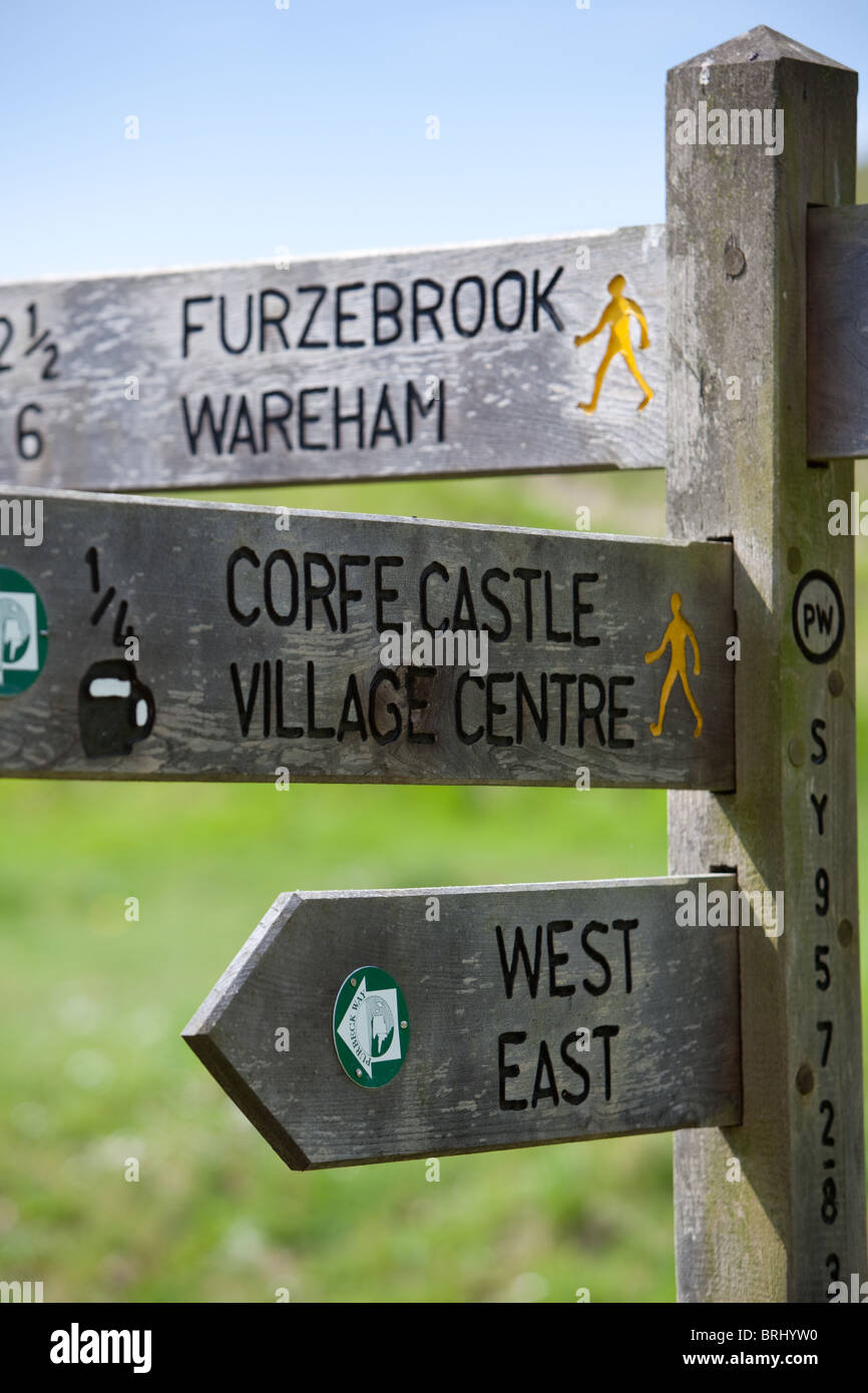 Direction sign (s) near Corfe Castle Dorset England Stock Photo