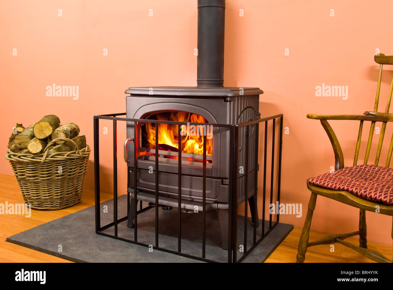 A Fire guard in front of a wood burning stove Stock Photo 31742583 Alamy