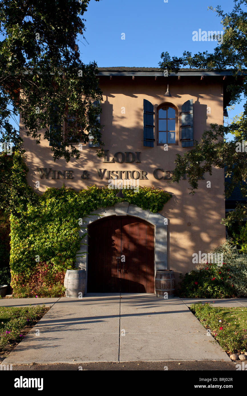 Entrance to the Lodi Wine and Visitors Center in Lodi California Stock Photo