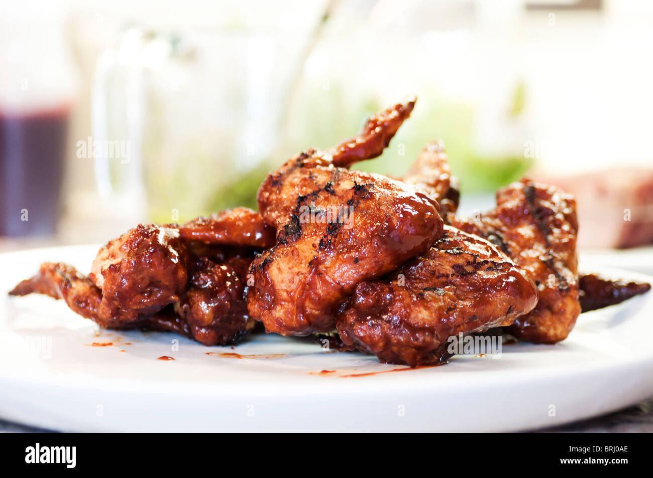 Chicken wings in BBQ sauce Stock Photo
