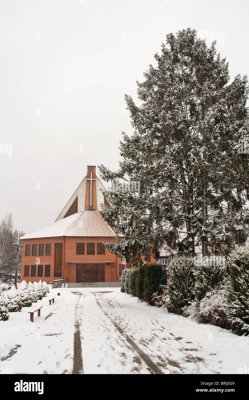 Catholic church in Ruciane Nida in winter Stock Photo